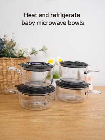 1 pieza Tazón de alimentación transparente con diseño de abeja de dibujos animados para bebé, hecho de Tritan, a prueba de golpes, conserva la frescura, herramienta de alimentación portátil