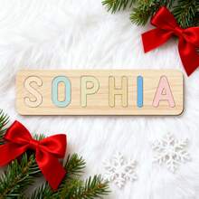 1 pieza Rompecabezas de madera personalizable con nombre, de 1 a 10 letras, 4 opciones de color, recuerdo educativo de crecimiento para que los niños aprendan letras y colores a través del juego - SXP4S-07-W-Y2 - Ver 10