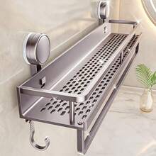 1 个吸盘储物架，无需钻孔浴室储物架，铝制淋浴篮 - 壁挂式节省空间的架子，用于放置洗发水、护发素和沐浴产品