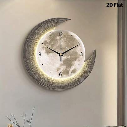 1 st 12"/16" 2D kreativ planet dekorativ väggklocka, supertyst kvartsurverk, inget tickande ljud, lämplig för rum, hem, vardagsrum, sovrum, klassrum, kök, kontorsinredning