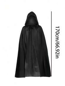 1 pieza Capa con capucha de Halloween, Accesorios de disfraz de bruja, Disfraces de mascarada, Suministros de decoración de Halloween, Decoración para celebración familiar para bruja, diablo, vampiro y disfraz, Cosplay, Actuación, Prop Opción ideal para regalos, Disfraces navideños