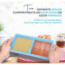 Silicone Freezer Trays With Lid, 1 - Cup Soup Freezer Container Large Cube Molds With Reinforced Steel Ring Top Freezing Soup Sauce Broth Leftovers Oven Dishwasher - Safe2 - Pack - 紅色-2杯 - 查看 6