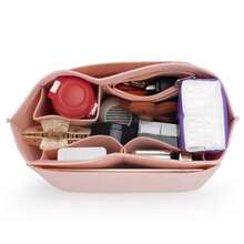 Handbag Organizer Insert, Multi-Pocket Felt Tote Bag Organizer, Zipper Pouch Organizer - Pink - View 6