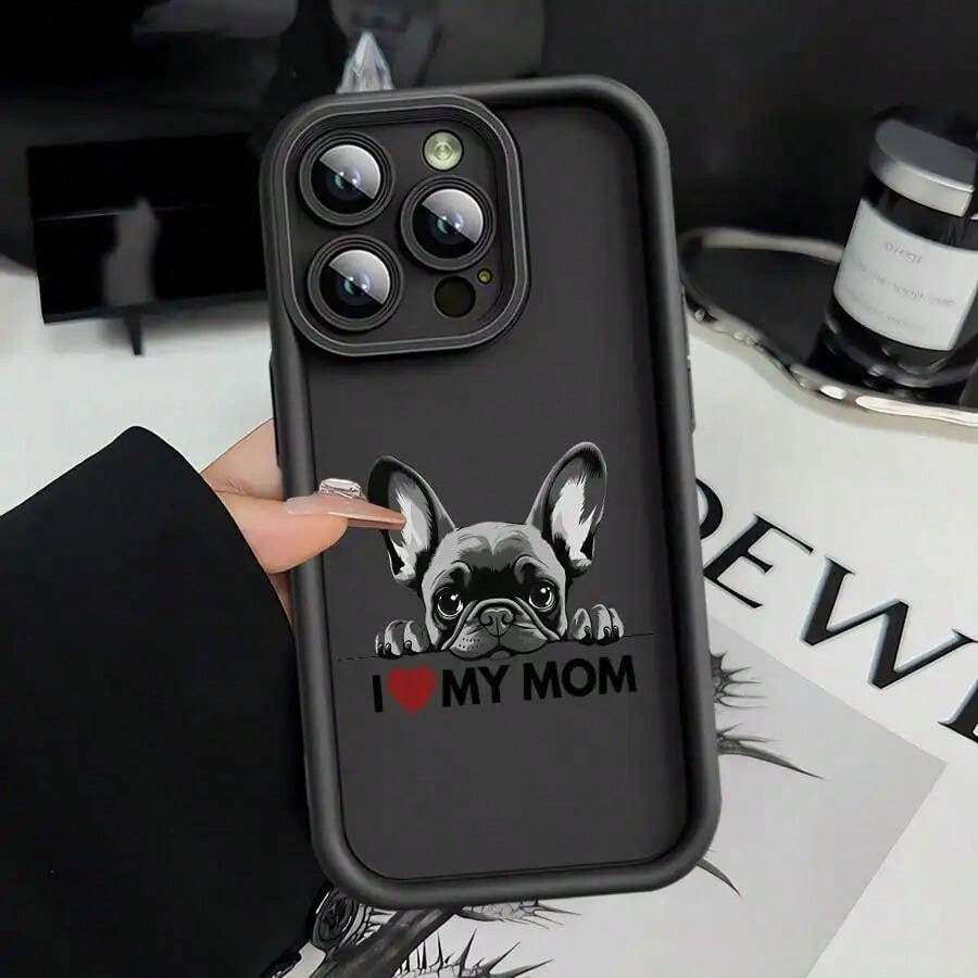 Funda de Teléfono de Dibujos Animados de Bulldog Francés Negro para iPhone 16 15 Pro Max 14 Plus 13 12 11 11Pro 12Pro 13Pro 14Pro 15Pro 16Pro Funda Protectora de Silicona de Alta Calidad Suave a Prueba de GolpesFunda para smartphone con diseños variados - Negro - Ver 1