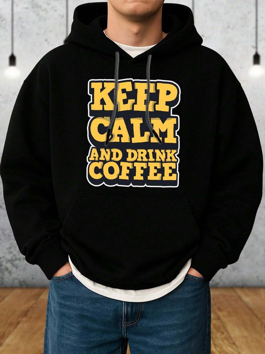 Sudadera con Capucha de Moda para Hombres, Sudadera con Capucha de Moda para Hombres, con Bolsillo Canguro, Ropa de Calle, Ajuste Cómodo, Conjunto de Fin de Semana, Estilo Urbano, Adecuada para Primavera y Otoño, como Regalo, Moda de Calle, Deportiva Casual al Aire Libre, Conjunto de Moda - Negro - Ver 1