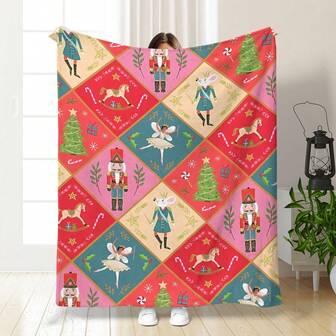 1pc Contemporary Flannel Christmas Bestselling Design Blanket - Comfortable Warm Digital Printed Knitted Throw Blanket, Suitable For Napping, Sofa, Office, Camping, Multipurpose Gift, All Seasons