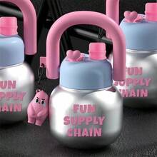 Worthy Aesthetic Tumbler,Jumbo Hydration Bottle For Her,Portable & Heat-Resistant,Space-Style Straw Water Bottle - Silver - View 3