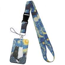 CX Lovely Kitten Manga Card Holder Badge Holder ID Card Lanyards Cell Phone Rope Key Lanyard Neck Straps Keychain Cats01 Christmas Gift