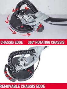 Lijadora de pared eléctrica con mango extensible, velocidad variable de 800 a 1700 RPM, chasis giratorio de 360°, 6 discos de lijado, para techos y placas de yeso. - Negro - Ver 3