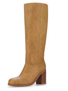 Women's Elegant Ankle Boots Side Zipper Pointed Toe Kitten Heel Mid Calf Boots Elastic Fashion Dress Boots - 黃色 - 查看 2