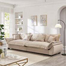 Modular Sectional Sofa, Sailing Design Sofa With Storage, Removable Backrest, Modern Deep Seat Sofa With Throw Pillows For Living Room Bedroom Apartment,Light Khaki - 淺卡其色+天鵝絨+3座+泡沫 - 查看 1