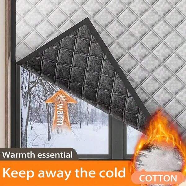 1pc All Season Thermal Insulated Blackout Curtain, Winter Windproof Soundproof Warm Curtain, Summer Bathroom Kitchen Bedroom UV Shading Curtain, Seal Window, Blackout Soundproof, DIY Self-Adhesive Magic Tape Window Sticker, Easy Installation Without Drilling