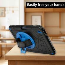 1pc Stock Case Compatible With IPad Air4/Air5 10.9 2020/2022 Shockproof Case With Pencil Holder [360° Rotating Hand Strap] &Stand, Ipad Air4/5 10.9inch 2020/2022 IPad Air 10.9-Inch 2020 IPad Air 4th (10.9-Inch) IPad Air 5th Gen 2022 Tablet Case - Green + Dark Blue (without Shoulder Strap) - View 4