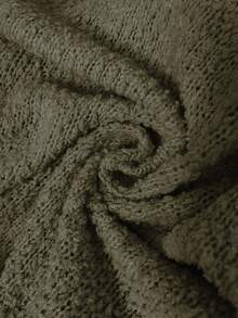Plus Size Solid Color Crew Neck Casual Long Sleeve Knit Sweater Vacation - Army Green - View 9