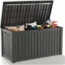 DRATO 150 Gallon Outdoor Storage Box, Large Waterproof Deck Box, Lockable Resin Storage Container With Reinforced Support Patio Cushions, Garden Tools,-Resistant Outdoor Chest(Black) - Black X - 查看 3