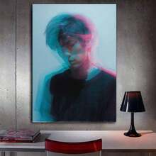 Abstract Canvas Wall Art Illusion Portrait  For Bathroom Living Room Modern Paintings(Light Blue256)Room Decor Home Decor Bathroom Decor Posters Bedroom Decor Wall Decor Living Room Decor Framed Wall Art Wall Decor - Baby Blue - View 4