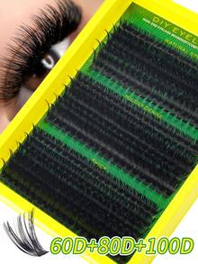 300 Stücke einzelne Wimpern Flauschige Wimpernbüschel 60D+80D+100D Einzelwimpern Dicke Wimpernbüschel D-Volumen Wimpernbüschel 9-18MM Verwischte Büschelwimpern, für den täglichen Gebrauch, Ausgehen oder Zuhause, geeignet für Partys, Musikfestivals, Halloween, Weihnachten, um ein perfektes und exquisites Make-up zu kreieren