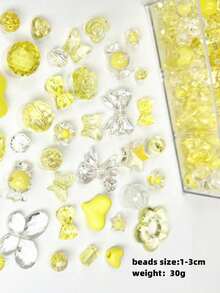 Yiwu Qiyou Accessories Co., LTD 30g/1.06oz 1-3cm Random Mixed Acrylic Beads, Suitable For Making Women's Bracelets, Necklaces And Phone Chains - Yellow - View 3