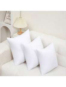 2pcs White Polyester Flocked Decorative Pillow Inserts - Soft Polyester Filled Throw Cushions, Suitable For Bed, Sofa - Machine Washable Home Decor, Comfortable Bedding Accessories, Neutral Color Style Throw Pillow Inserts With Strong Support - No Lumping, Breathable Design, Suitable For Daily Use And Hosting Guests With Gentle Filling, More Reassuring For Daily Use