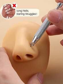 1 件不锈钢平背耳环佩戴工具 - 锥形穿孔抓取工具，用于更换珠宝，适用于耳朵、鼻子、嘴唇抓取