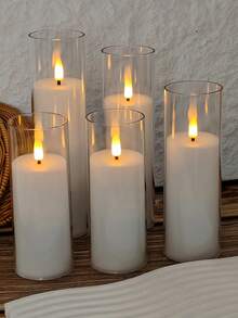 2pcs/3pcs/5pcs Smokeless LED Candles With Remote Control, Suitable For Wedding, Fireplace, Bedroom, Proposal, Halloween, Company Party, Gift - Transparent - View 6