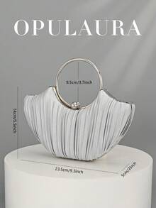 OpulAura 女士金属奢华晚宴手拿包，优雅皮革正式手提包，闪光晚会手提包，适合礼服，适合正式活动、晚会、派对、婚礼、新娘、伴娘、生日 - 銀色 - 查看 7