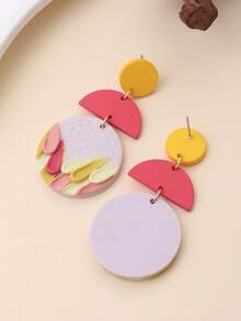 1 Pair Handmade Soft Clay 3D Floral Pattern Earrings, Naturalistic Design, Fashionable & Unique, Suitable For Parties, Daily Wear, And As Gifts