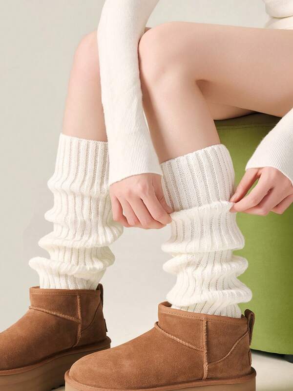 1 par de calentadores de piernas holgados de punto para mujeres | Otoño e Invierno | Estilo JK | Accesorio para fiesta de cosplay de Halloween
