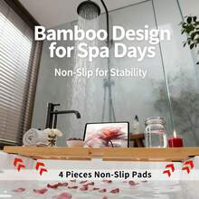 Retractable Bamboo Bathtub Caddy,Bathroom Caddy For Bathside Entertainment & Storage,Bathroom Tray For Tub Side Dining & Device Viewing, Minimalist Look