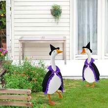 Disfraz de ganso de jardín para Halloween: capa con volantes y sombrero de bruja conjunto de 2 piezas. - Morado - Ver 3