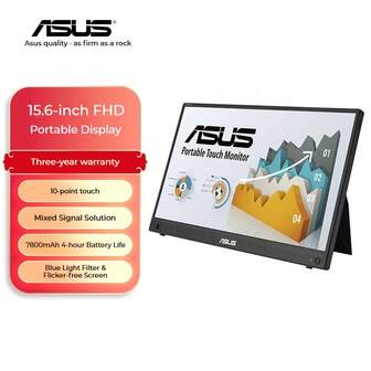 ASUS ASUS Portable Monitor MB16AMTR-SUS ZenScreen Touch MB16AMTR USB Portable Monitor - 15.6 Inch, IPS, FHD, 10-Point Touch, Built-In Battery, Hybrid Signaling, USB Type-C/Micro-HDMI - Contrast Ratio: 900:1 1920*1080