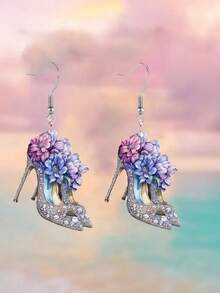 1 对亚克力 2D 迷人酒杯耳环女士果汁鸡尾酒吊坠耳环四季日常佩戴珠宝