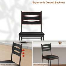 Bar Stools Set Of 2,Wood Faux Leather Upholstered Bar Chair,Armless Counter Height Bar Stools With Back & Footrest & Thick Cushion For Kitchen Island Apartment Dining Living Room Pub - Negro - Ver 5