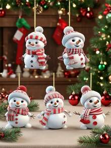5个/1个可爱雪人圣诞树挂饰，彩绘亚克力窗饰，圣诞树装饰品，圣诞树阳光捕捉器，精致雪人节日装饰品/圣诞节/圣诞装饰品/圣诞家居/房间装饰/卧室/圣诞礼物/房间装饰/家居装饰/冬季装饰/圣诞袜填充物 - 1件 - 查看 10