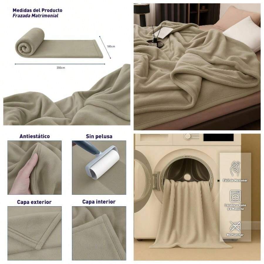 Cobija Matrimonial, Franela de Alta Calidad, Frazada Cmoda y Calientita Tejido Suave y Clido, Manta de Polister Ultrasuave, Calidad Premium 2, Marino, Matrimonial - Matrimonial + Perla - Ver 1