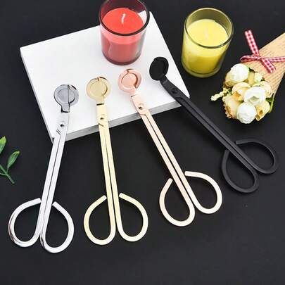 1PC Black Sliver Large Grips Wick Scissors, Candle Wick Trimmer With Large Grips, More Comfortable To Hold, Polished Stainless Steel Wick Clipper Cutter, Easy To Use For Candle Lover Halloween,Spooky,Autumn,Festival,Holiday ,Winter,Holiday,Festival,Room Decor,Gifts Birthday Graduation