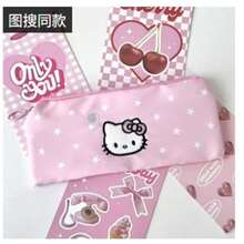 Sanrio 1 pièce Trousse à crayons rose étoile Hello chat, sac de rangement de papeterie de haute qualité pour étudiant, organisateur de bureau simple