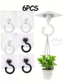 1pc 360° Rotating Self-Adhesive Ceiling Hook - Heavy Duty Capacity, No Drilling Installation, Multi-Purpose Wall Mounted Hook For Wind Chimes, Hanging Plants, Lighting, Home Decor, Tent Net, Mosquito Net And Home Organization