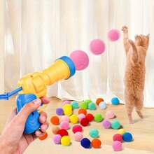 20pcs Silent Elastic Balls Plush Ball Launcher, Interactive Cat Toy, Automatic Ejection Pet Toy, Bite-Resistant Plush Ball Pet Training Toy, Cat Supplies, Dog Accessories