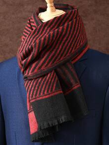 1pc Men's Business Luxury Scarf, Unisex Shawl, Men's Printed Scarf 180*30CM, Suitable For Business, Fashion Tassel Scarf, Classic Plaid Scarf