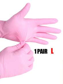 100/10/1pc (S, M, L, XL) Disposable Nitrile Gloves Pink Nail Polish/Tattoo/Eyelash Embroidery/Makeup Non Dirty Hand Protective Gloves Kitchen Dishwashing And Cleaning Rubber Household Nitrile Gloves Halloween, Christmas And Other Holiday Party Use - Pink - View 14