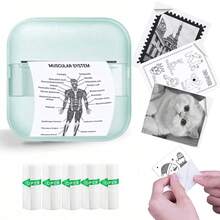 Impressora Térmica Portátil Miniatura, Criador de Adesivos sem Tinta com 5 Rolos de Papel de Impressão, Impressora de Bolso para Notas, Imagens, Fotos, Diários, DIY, Compatível com iOS e Android