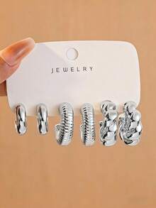 6-12pcs/Set Fashionable Gold-Color Casual Personalized CCB Earrings Set - Gold - View 5