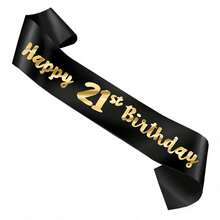 Perfect Birthday Gift - Sparkling Golden Foil Sash For Ages 16,18,21,30,40,50,60 - Party Decoration