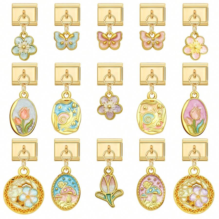 1 mặt dây chuyền vàng tự làm dạng mô-đun, bao gồm các yếu tố hoa, bướm, trái tim, mặt trăng, ngôi sao, phong cách thường ngày đô thị, thiết yếu cho Giáng sinh và Halloween, tông màu mùa thu, địa phương, thời trang thiết thực, phong cách Giáng sinh, thiết kế quyến rũ, trang sức thép không gỉ, đồ trang trí Giáng sinh - M293750 - Xem 1