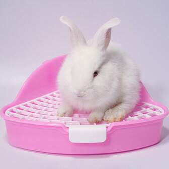 1 pieza Caja de grande para cobayas/hámsteres, suministros para mascotas para animales pequeños, bandeja higiénica para conejos con clip