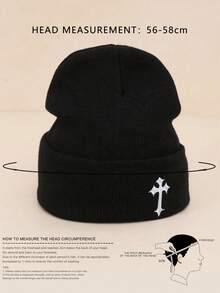 1pc Embroidered "King" Adjustable Knit Beanie Hat, Casual Sun Protection Hat Suitable For Spring, Autumn, Travel, Beach, Unisex Y2K Style Cap Men Winter Head - Knitted Hat - View 4