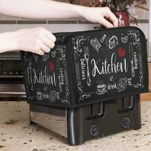 1pc Retro Farmhouse Toaster Cover, Creative Coffee Themed Toaster Dust Cover, Washable Toaster Appliance Cover With Top Hanging Hook, Fits Standard 2/4 Slice Toaster