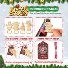 40pcs/10sets Christmas Themed Bottle Openers With Gauze Bags, Cards And Ropes - Perfect For Decorating Christmas Trees, Great Choice For Holiday Gifts And Souvenirs, Also Suitable For Weddings, Halloween, Birthdays, Thanksgiving And Other Holiday Occasions, Christmas Decorations, Christmas, Room Decor, Wall Decor, Christmas - View 2