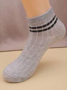 6 Pairs Women's Striped Short Socks, Fashionable & Versatile Daily Wear, Minimalist & Casual, Moisture-Wicking, Suitable For All Seasons And Occasions - Multicolor - View 5